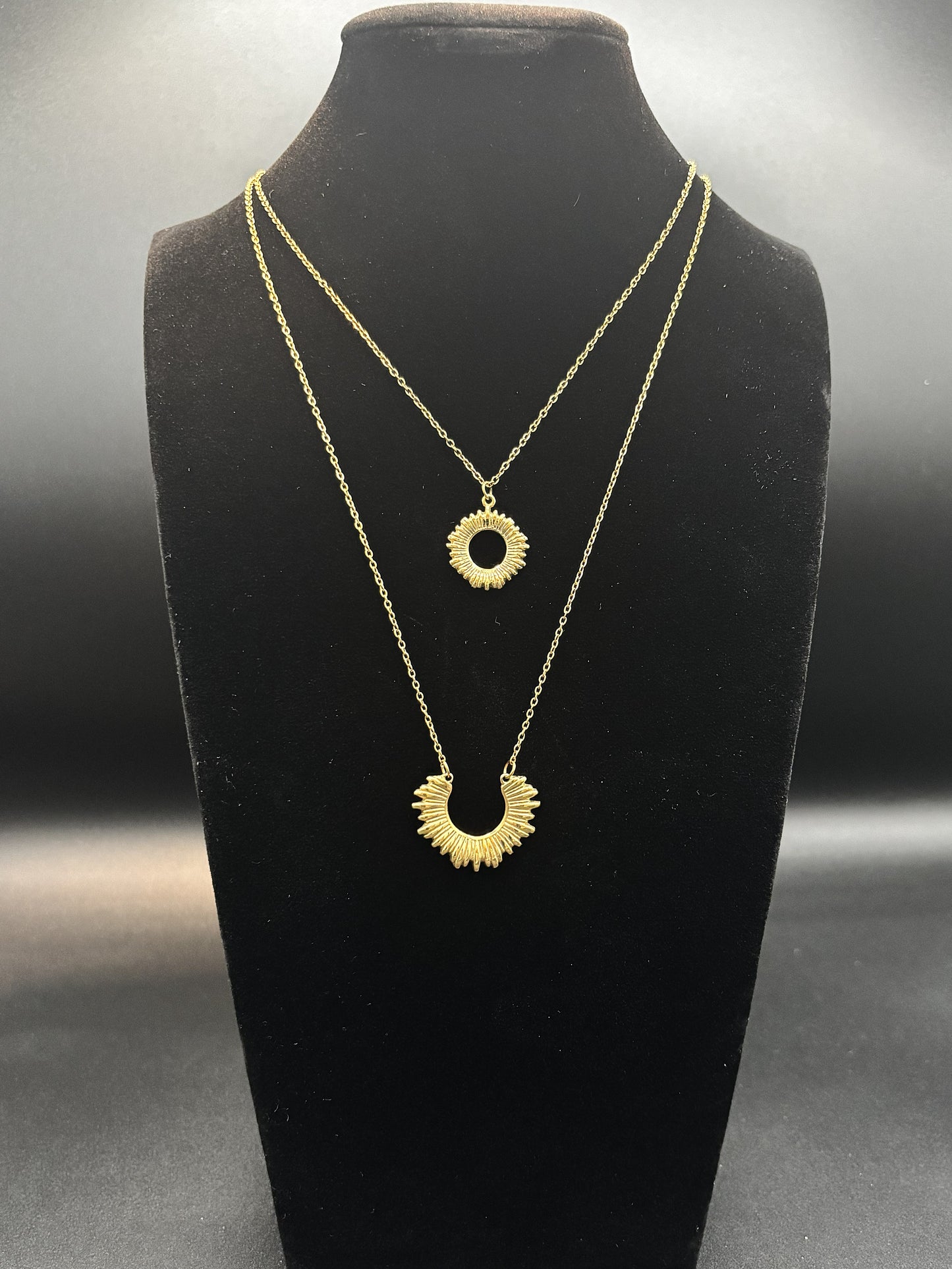 "Double The Sun Power" Charm Gold Necklace