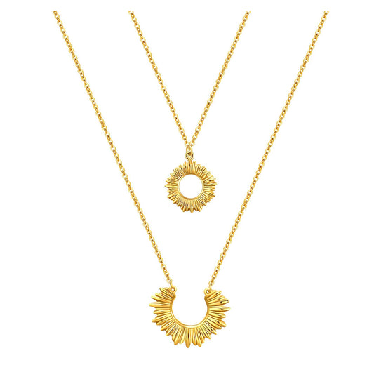 "Double The Sun Power" Charm Gold Necklace