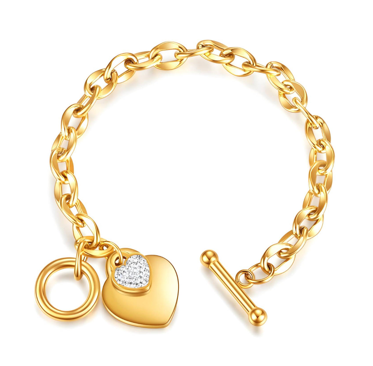 “Now I Have Your Heart” Charm Gold Bracelet
