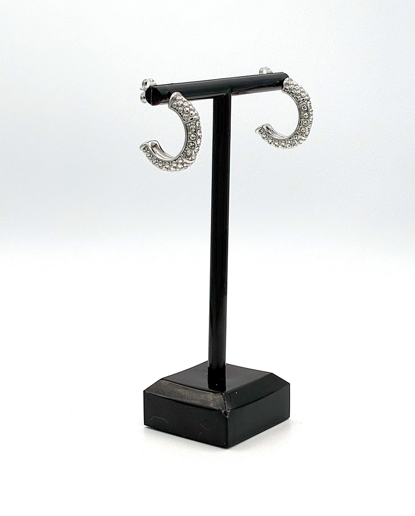 "Rocked & Loaded" Half Hoop Earrings with White Zirconia