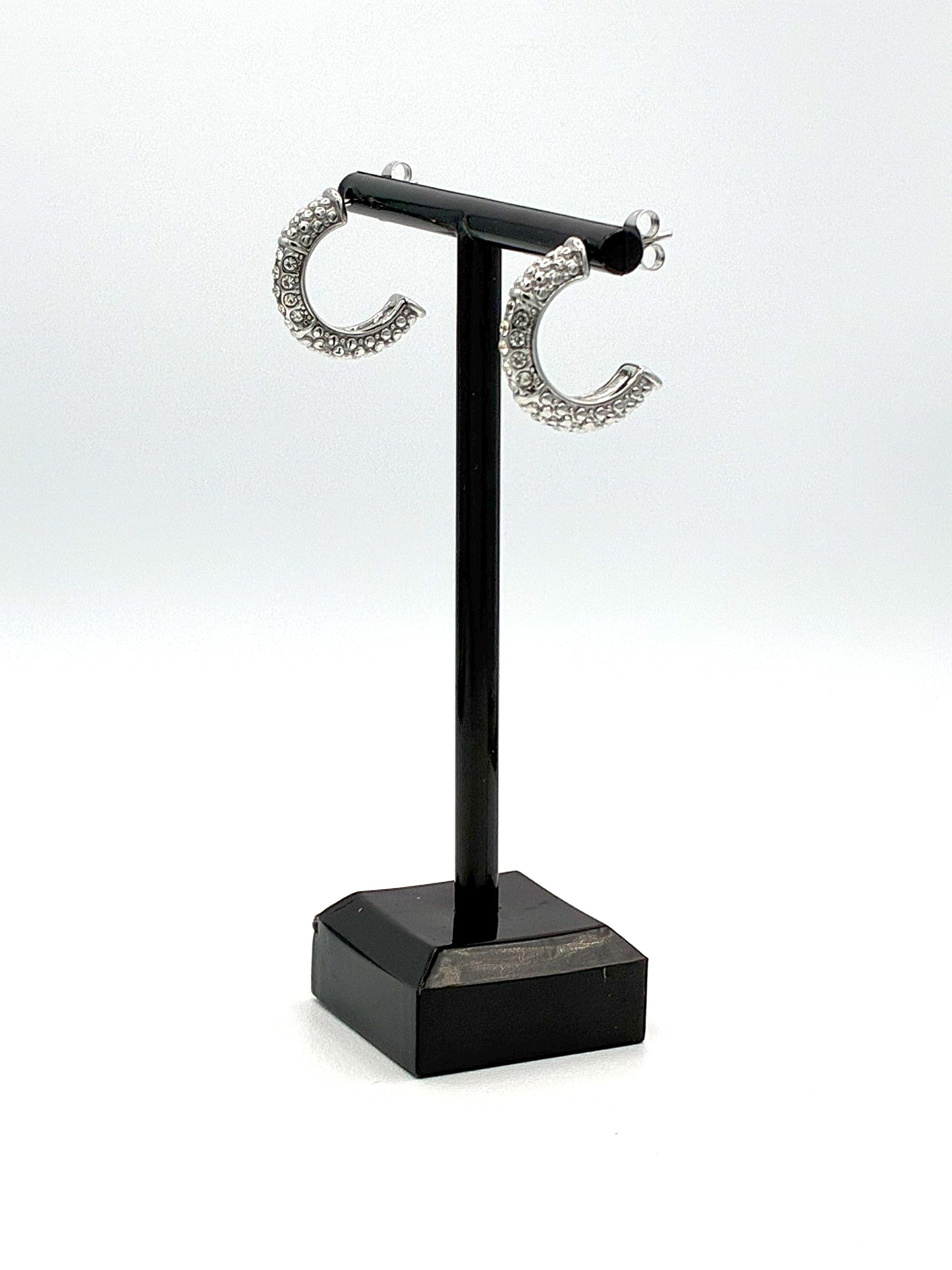 "Rocked & Loaded" Half Hoop Earrings with White Zirconia